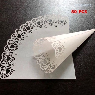 Zong 50 piezas de corte láser de amor corazón de encaje acostado caramelo fiesta de boda favores confeti conos de papel cono decoración suministros