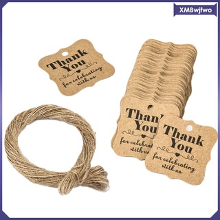 100x \\\\"gracias\\\\" etiquetas de papel favor de la fiesta de boda etiquetas de navidad con cuerda marrón