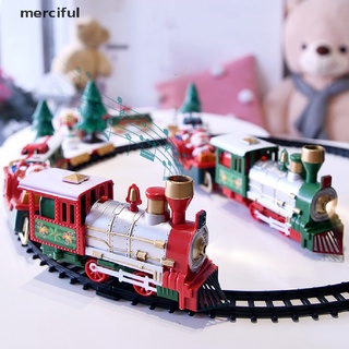 misericordioso árbol de navidad tren conjunto polar juguete niño eléctrico silbato tren pistas village co