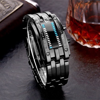 reloj de pulsera led digital de acero inoxidable para hombre