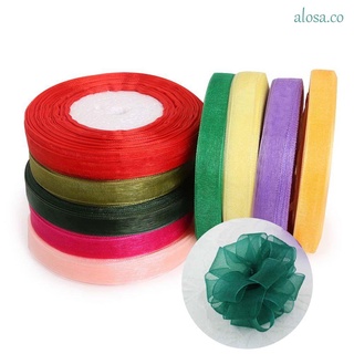 ALOSA 12 mm Organza cinta DIY ropa cintas de costura regalo fiesta rosas de seda artesanía decoración 50 yardas cinta de satén/Multicolor