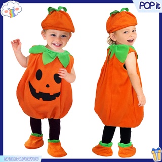 halloween naranja calabaza disfraz de felpa niños bebé unisex disfraz de fantasía conjunto de ropa para fiesta cosplay