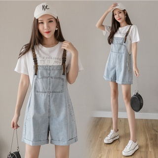 [Today's special] ❤️❤️ Real Shot Denim Strap Pants Women's Korean Loose Summer New Small Cute Wide Leg Shorts Jumpsuit Loose Large Size Jeans