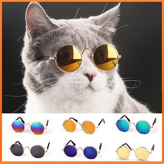 productos para mascotas encantador vintage redondo gato gafas de sol reflejo ojos gafas para perro pequeño gato mascota fotos accesorios (1)