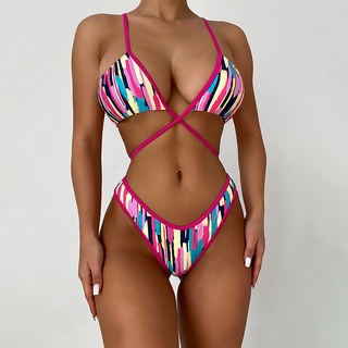 Women Printing Sexy Fashion Push-up Bra Bikini Set Beach Swimsuit Swimwear