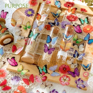 PURPOSE 35pcs DIY Decorative Stickers Label PET Stickers Bottle Butterfly Transparent Journal Leaf Bread Scrapbooking