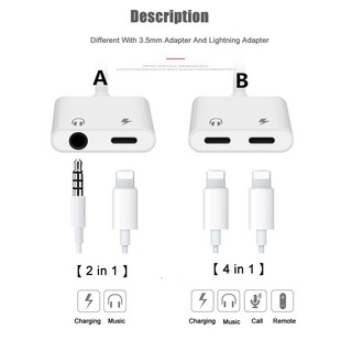 Adaptador 2 en 1 iPhone Cable de carga música mm llamada auriculares Audio Apple Lightning Jack carga