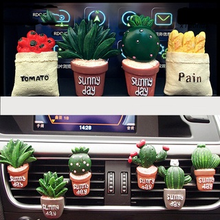 Xia ambientador Perfume Cactus forma en maceta fragancia fresca resina Auto aire acondicionado ventilación Perfume Clip para coche