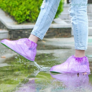 younglas zapatos elásticos cubre antideslizante pvc botas cubiertas a prueba de lluvia mujeres reutilizables color sólido durable unisex accesorios de zapatos/multicolor
