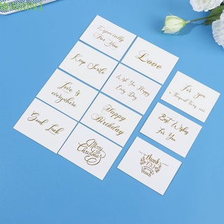 clever 50pcs diy escritura a mano tarjetas de mensajes boda fiesta oro estampado blanco tarjeta de felicitación 6x8cm feliz cumpleaños regalo decoración diseño simple gracias