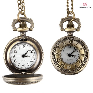 Fashion Vintage Pocket Watch Alloy Roman Number Dual Time Display Clock Necklace Chain Watches Birthday Gifts