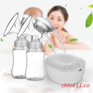 chloe11 1Set Eléctrico Doble Extractor De Leche Kit Con 2 Botellas USB Potente Masajeador