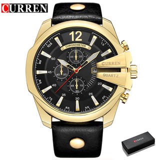 Curren Marca De lujo nueva Moda Casual relojes deportivos diseño Moderno reloj De cuarzo reloj De pulsera pulsera De cuero genuino para hombre 8176