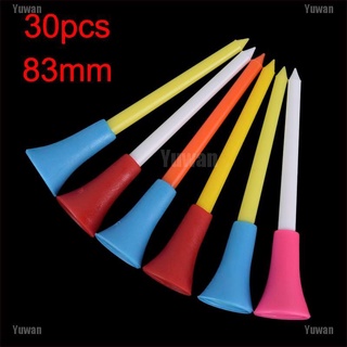 <yuwan> 30pc multi color plástico golf tees 83mm durable cojín de goma top camiseta de golf