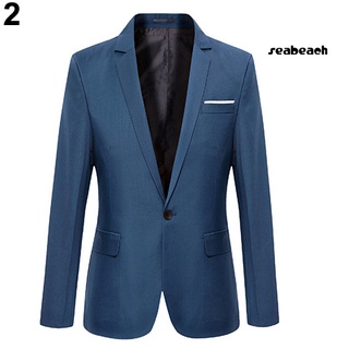 Los hombres de la moda Slim Fit Formal de un botón traje Blazer abrigo chamarra Outwear Top (6)