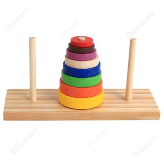 Rompecabezas de madera torre de apilamiento de Hanoi niño matemático juguetes educativos de educación temprana Alpinia juguete (1)