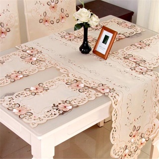 clásico bordado camino de mesa mantel vintage floral encaje borla mantel casa fiesta boda cena mesa decoración de tela