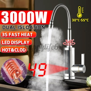 en venta 3000w eléctrico instantáneo calentador grifo grifo pantalla led agua caliente cocina eu plug-happylife6