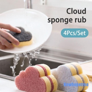 [Newhopetree] 4 esponjas de nube de cocina para lavar coches, esponjas de vidrio, almohadillas de descontaminación