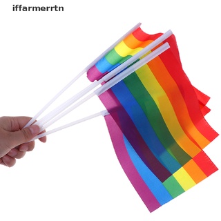 [iffarmerrtn] 5x bandera de mano arco iris ondeando bandera gay orgullo lesbiana paz lgbt banner festival [iffarmerrtn]