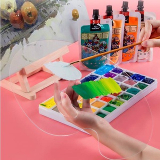 paleta de pintura acrílica transparente para mezclar colores, bandeja, fácil de pintar
