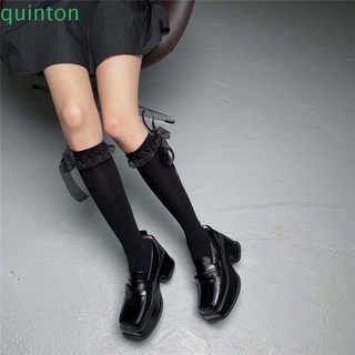Quinton medias de cinta suaves medias de tubo medio calcetines JK Lolita Nylon dulce niña larga medias/Multicolor