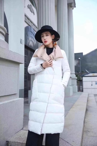 invierno señoras cuello alto blanco pato abajo de doble botonadura doble cara abajo abrigo caliente chaqueta (5)