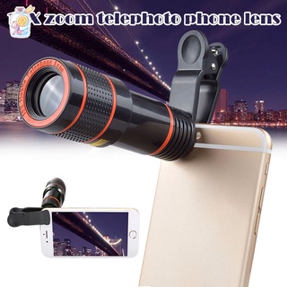 12x zooms lente de cámara de teléfono móvil teleobjetivo telescopio externo con clip universal