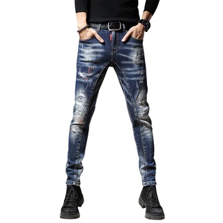 pantalones vaqueros de gama alta de los hombres de la moda de estilo coreano nuevos pantalones elásticos delgados primavera y otoño pantalones casuales pantalones de moda