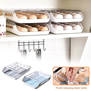 Nueva caja automática de huevos enrollables artículos de cocina refrigerador almacenamiento organizador hogar transparente cajón bandeja ahorro de espacio BEEU