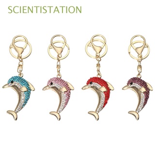 SCIENTISTATION Gifts Alloy Keychain Chain Ornaments Dolphin Rhinestone Girls Woman Car Pendant Fashion Metal Diamond-studded/Multicolor