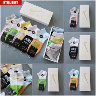 Promotion Nike 5 pares de calcetines unisex transpirables deportivos con estampado de colores para correr intelligent_co