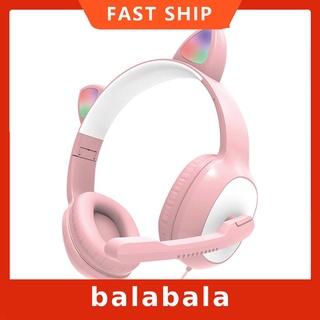 [caliente!]Colorido luz lindo gato orejas alámbricas Gaming auriculares auriculares con micrófono