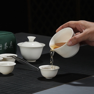 11 unids/Set de viaje Kung Fu té Set de cerámica portátil taza de té porcelana servicio Gaiwan tazas de té taza de ceremonia tetera (3)