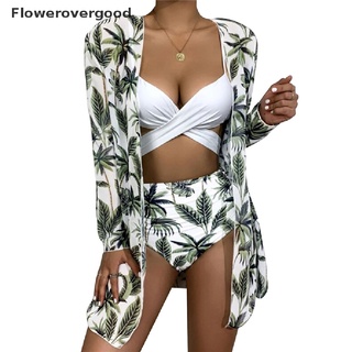 FGMY Push-Up Estampado Floral Bikini Traje De Baño Mujer 3PCS Cintura Alta Conjunto Trajes Caliente
