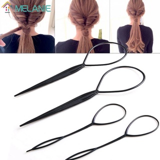 4 piezas de lazo de pelo herramienta de peinado mágico Topsy cola de pelo trenzado cola de caballo estilo Clip Bun Maker para las mujeres