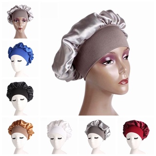 GLOWITHH Hair Accessories Night Sleep Hat Head Cover Elastic Head Wraps Wide Band Satin Cap Women's Fashion Bonnet Stretch Soft Hair Loss Chemo/Multicolor (7)