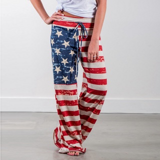 mujer joggers pantalones deportivos yoga pantalones pantalones de pierna ancha pantalón de cintura alta pantalones de chándal bandera nacional talla xxl
