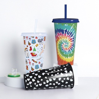 Tazas De Plástico reutilizables con tapas y popotes-1 paquete De cambio De color taza | Taza de 25oz en masa de gel Para niños y Adultos Fjhdf (3)