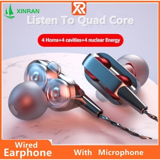 [disponible en inventario] audífonos con micrófono de 4 núcleos/altavoces duales dinámicos para juegos/deportes de 3.5 mm HiFi/audífonos manos libres para juegos