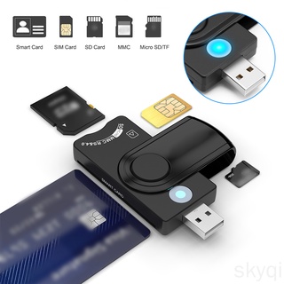 Lector de tarjetas inteligentes USB 5V SD TF tarjeta de memoria SIM dispositivo de lectura de plástico portátil adaptador de datos de trabajo con indicador LED skyqi
