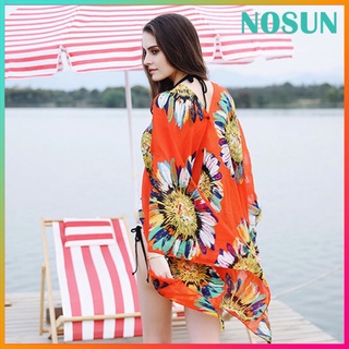 [nosun] Cárdigan Kimono De chifón Para mujer/sin Mangas sueltas/cubierta De playa Para playa/baño/baño (4)