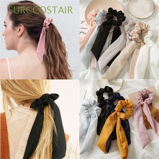 FURCCOSTAIR Solid Color Bow Streamers Bohe Solid Rubber Bands Tiara Rope Scrunchie Ponytail Holder Hair Accessories Elastic Scarf Hair Ties Rope Ribbon Hair Bands/Multicolor