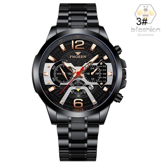 Reloj de cuarzo de los hombres con correa de acero blanco 6 agujas 30m profundo impermeable moda reloj deportivo regalos para hombres (4)