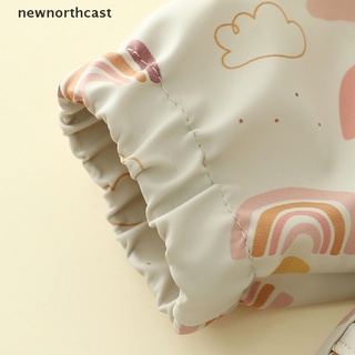[newnorthcast] bebé niño manga larga bufanda impermeable arte smock alimentación babero delantal bolsillo (5)