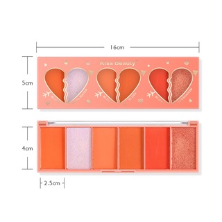 Kiss Beauty Paleta De Rubores Sombra De Ojos Naranja De Alto Brillo Seis Colores (5)