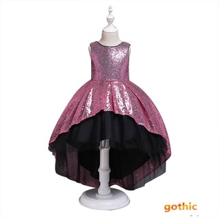 Vestido de niña gótico princesa manga larga encaje fiesta de cumpleaños vestido de ropa rosa gótico