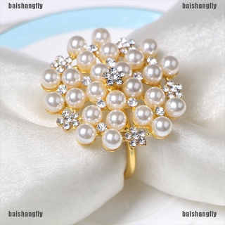 Bybr anillo de servilleta de perla blanca con cuentas de boda servilleta anillo de servilleta de sake anillo Byrr