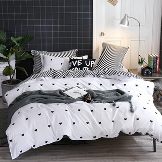 Yc artikel tidur juego de ropa de cama 4 en 1 diseño de corazón blanco funda de edredón sábana plana funda de almohada