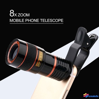 12x teléfono móvil lupa telescopio 8x/12x zoom general óptico zoom lente de teleobjetivo al aire libre/color oscuro lente de teléfono móvil sin ángulo para teléfonos móviles, tabletas creat3c